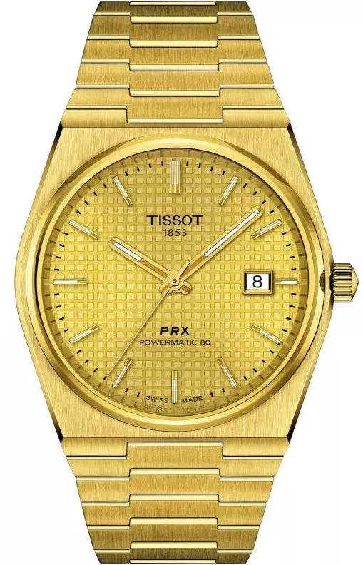 Tissot PRX Powermatic 80 Gold Dial Gold Steel Strap Watch for Men - T137.407.33.021.00 Buy Now By Tissot