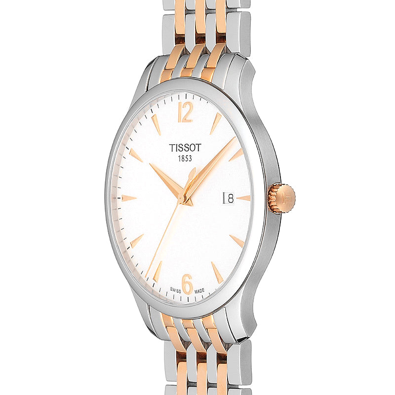 Tissot T Classic Tradition White Dial Two Tone Mesh Bracelet Watch For Men - T063.610.22.037.01 Buy Now By Tissot