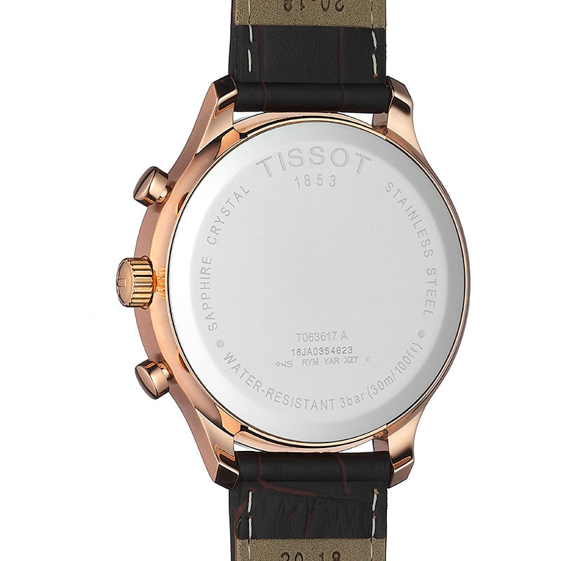 Tissot T Classic Tradition Chronograph White Dial Brown Leather Strap Watch For Men - T063.617.36.037.00 Buy Now By Tissot