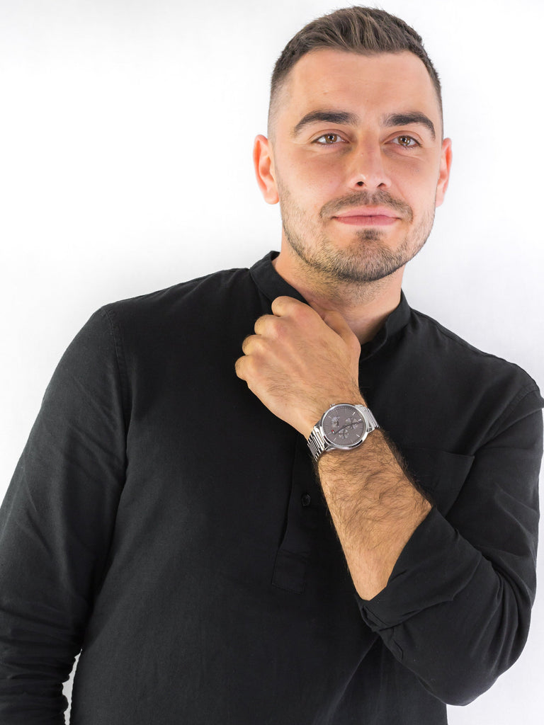 Tommy Hilfiger Brad Chronograph Quartz Grey Dial Silver Steel Strap Watch For Men - 1710385 Buy Now By Tommy Hilfiger