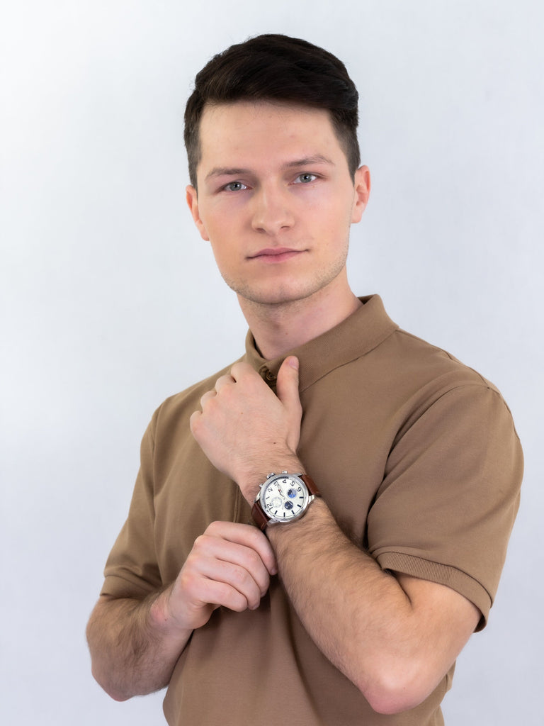 Tommy Hilfiger Jackson Multi-Function Silver Dial Brown Leather Strap Watch for Men - 1791239 Buy Now By Tommy Hilfiger