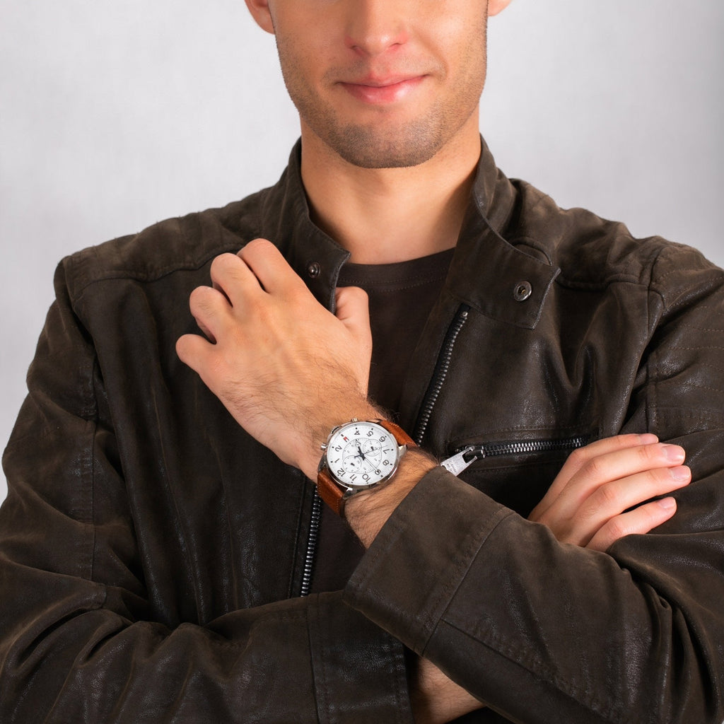 Tommy Hilfiger Dean Quartz Multifunction White Dial Brown Leather Strap Watch for Men - 1791274 Buy Now By Tommy Hilfiger