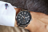 Tommy Hilfiger Briggs Chronograph Black Dial Silver Steel Strap Watch for Men - 1791422 Buy Now By Tommy Hilfiger