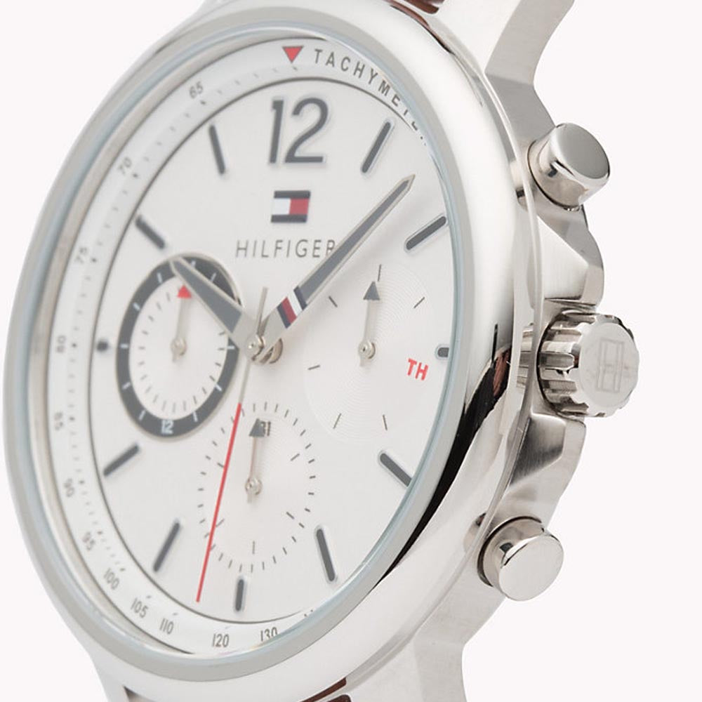 Tommy Hilfiger Landon Chronograph White Dial Brown Leather Strap Watch for Men - 1791531 Buy Now By Tommy Hilfiger