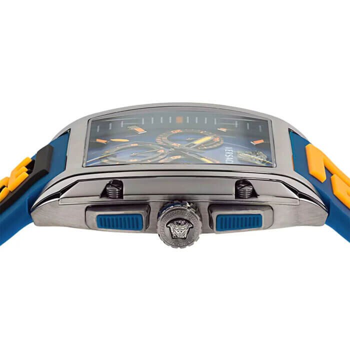 Versace Iconic Dominus Chronograph Blue Dial Blue Rubber Strap Watch For Men - VE6H00323 Buy Now By Versace