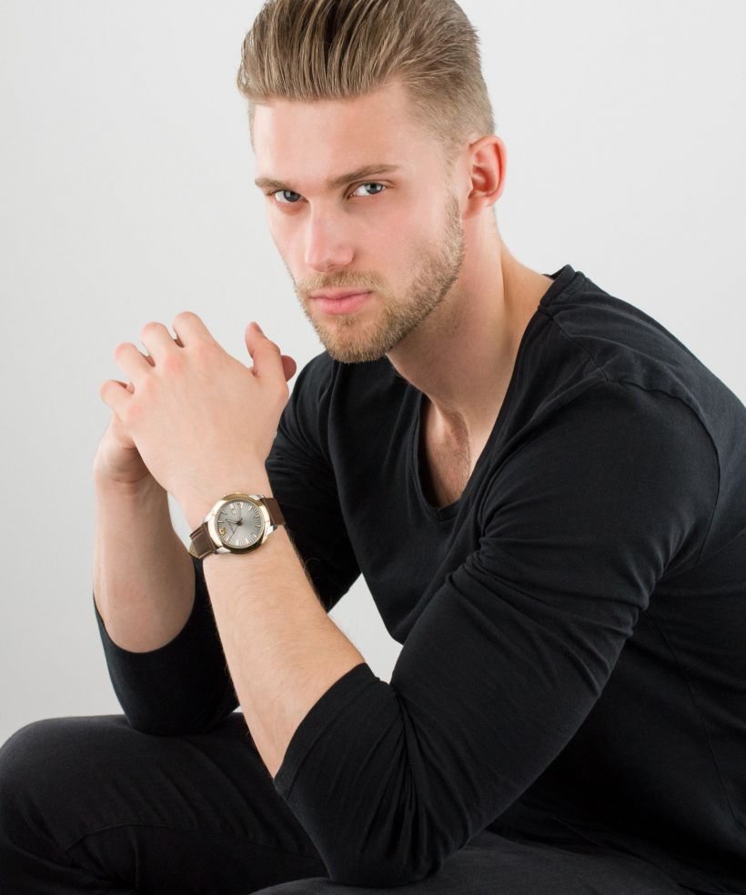 Versace V-Urban Quartz Grey Dial Brown Leather Strap Watch for Men - VELQ00219 Buy Now By Versace