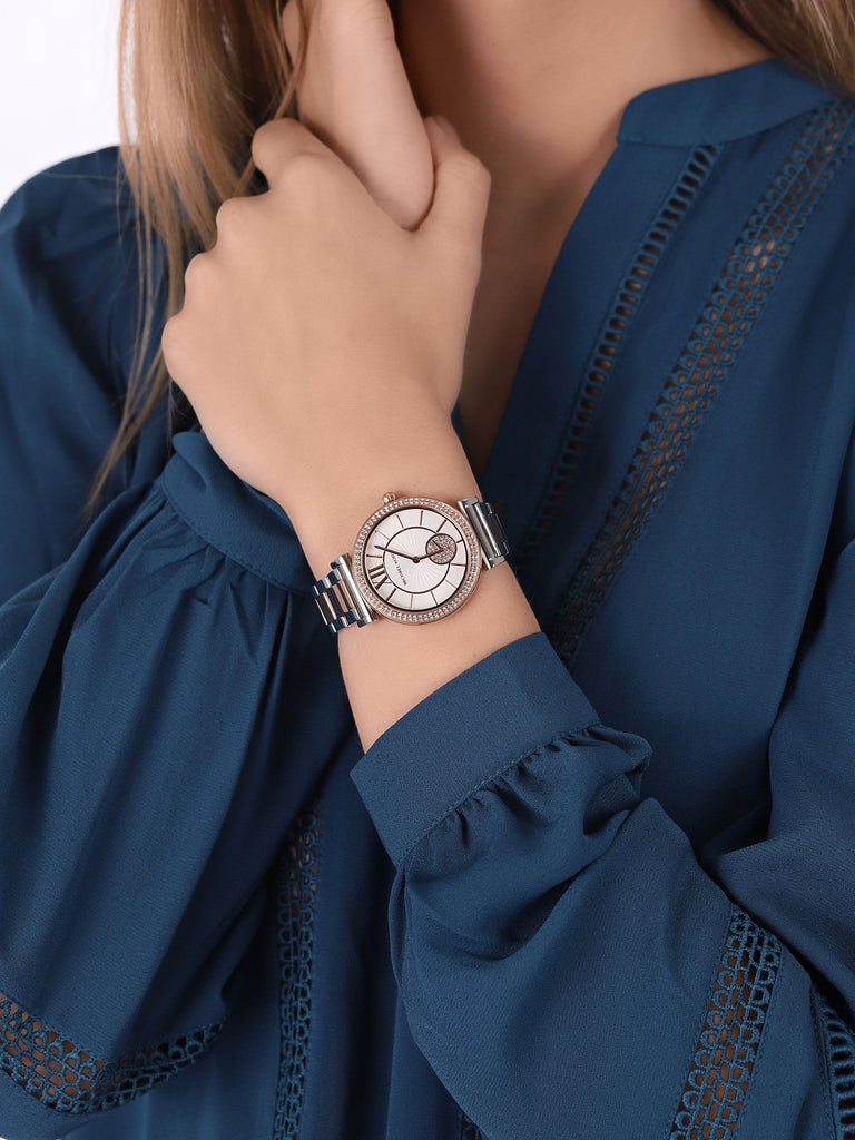 Michael Kors Abbey Three-Hand White Dial Two Tone Steel Strap Watch for Women - MK4616 Buy Now By Michael Kors