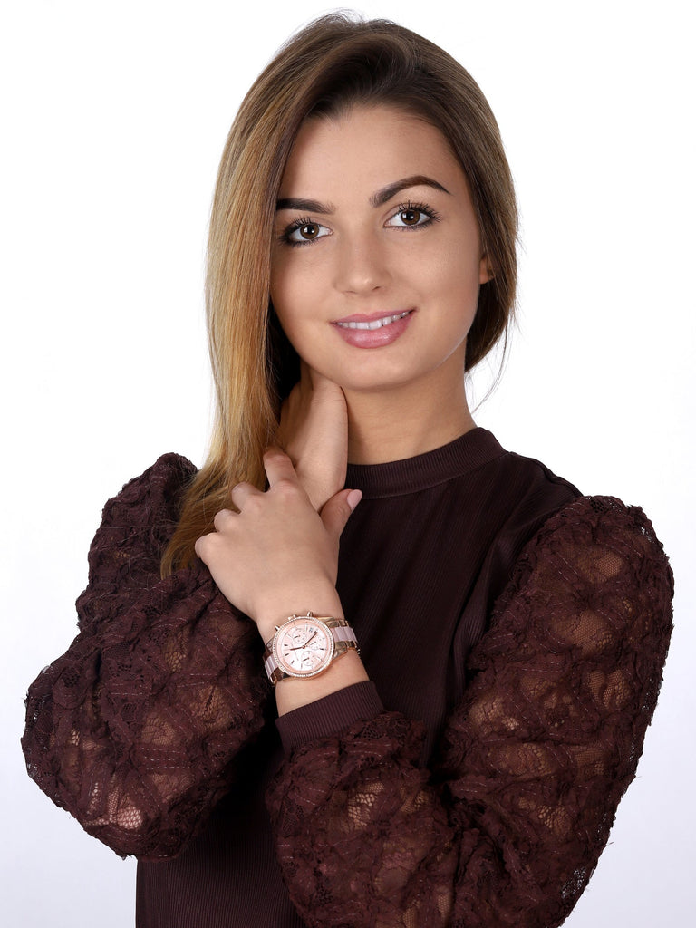 Michael Kors Ritz Chronograph Mother of Pearl White Dial Two Tone Steel Strap Watch For Women - MK6769 Buy Now By Michael Kors