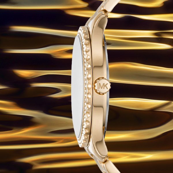 Michael Kors Layton Three Hand Mother of Pearl White Dial Gold Steel Strap Watch For Women - MK6870 Buy Now By Michael Kors