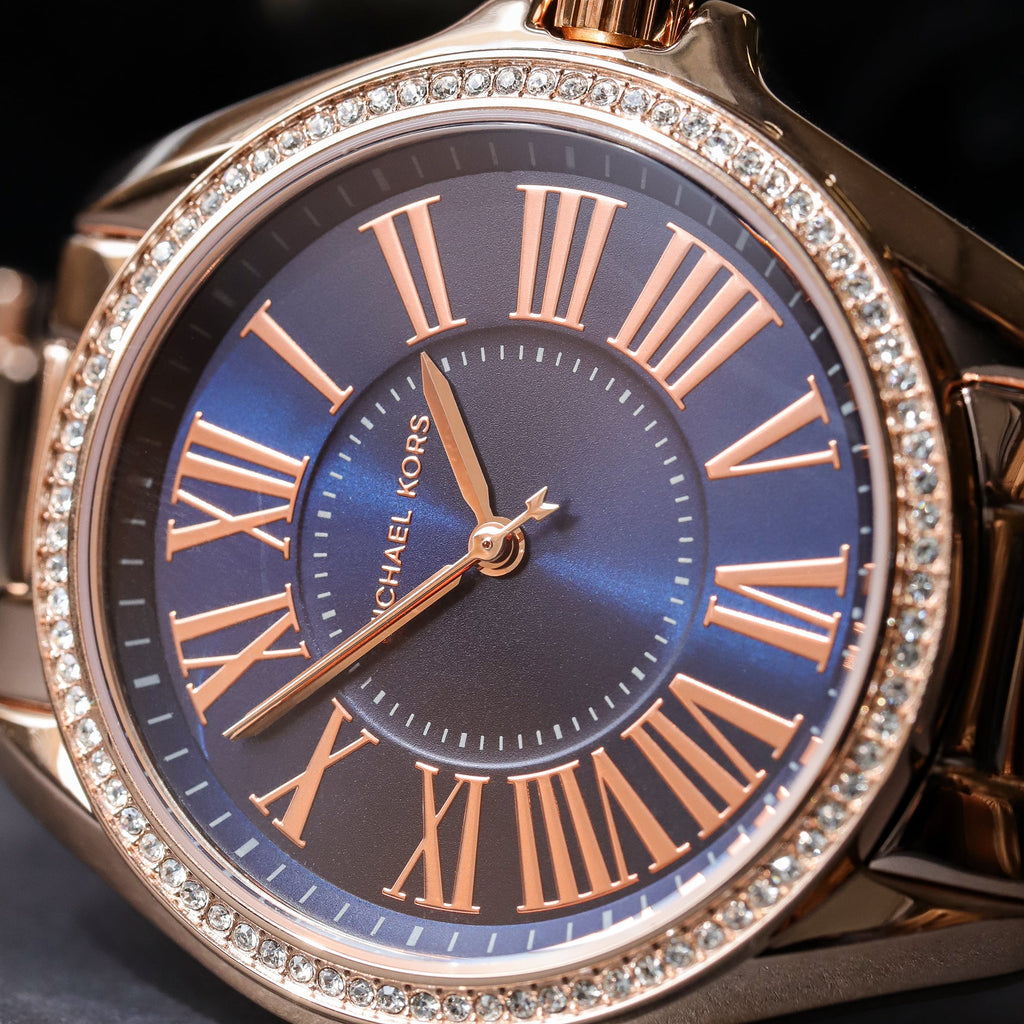 Michael Kors Kacie Three Hand Black Dial Rose Gold Steel Strap Watch for Women - MK6930 Buy Now By Michael Kors