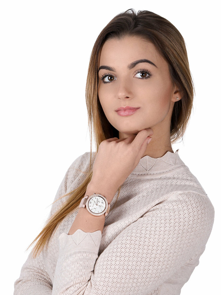 Michael Kors Parker Chronograph White Dial Pink Leather Strap Watch For Women - MK6935 Buy Now By Michael Kors