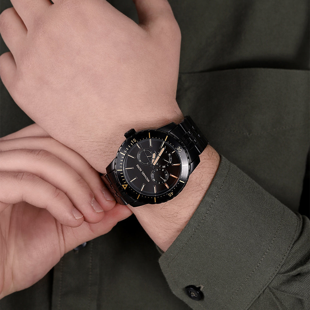 Michael Kors Cunningham Chronograph Black Dial Black Steel Strap Watch For Men - MK7157 Buy Now By Michael Kors