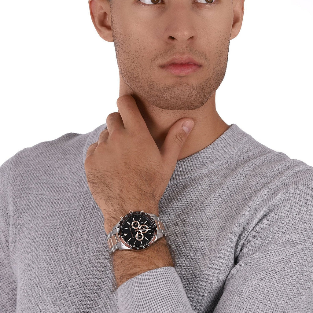 Michael Kors Layton Chronograph Black Dial Two Tone Steel Strap Watch For Men - MK8913 Buy Now By Michael Kors