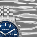 Michael Kors Hutton Chronograph Blue Dial Blue Steel Strap Watch For Men - MK8952 Buy Now By Michael Kors