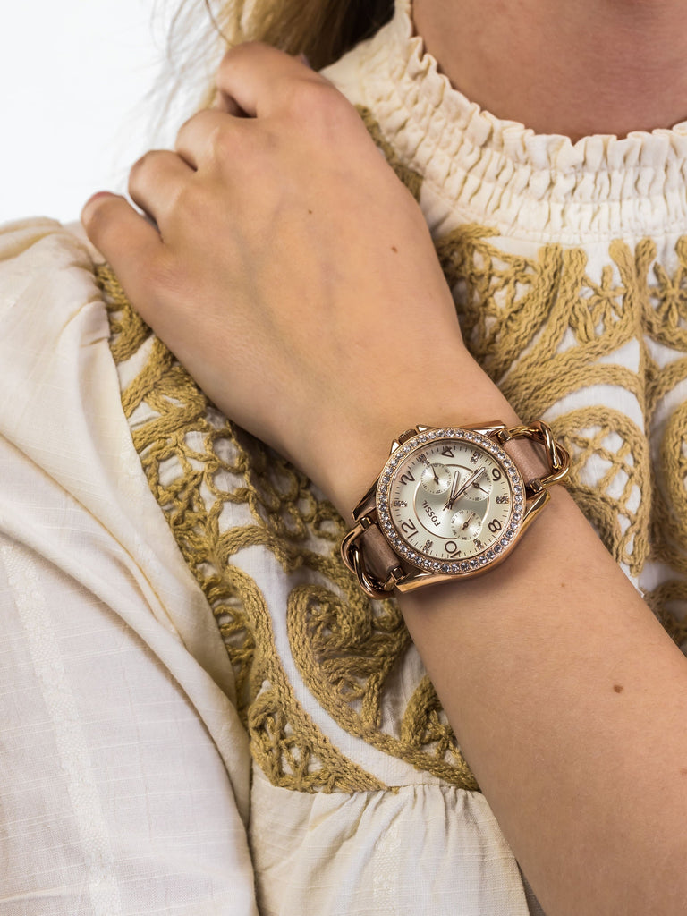 Fossil Riley White Dial Sand Leather Strap Watch for Women - ES3466 Buy Now By Fossil