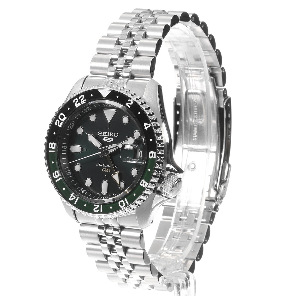 Seiko 5 Sports SKX GMT Automatic Green Dial Silver Steel Strap Watch For Men - SSK035K1 Buy Now By Seiko