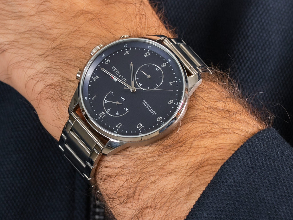 Tommy Hilfiger Chase Multifunction Blue Dial Silver Steel Strap Watch for Men - 1791575 Buy Now By Tommy Hilfiger