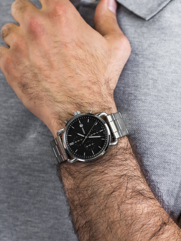 Fossil The Commuter Black Dial Silver Steel Strap Watch for Men - FS5399 Buy Now By Fossil