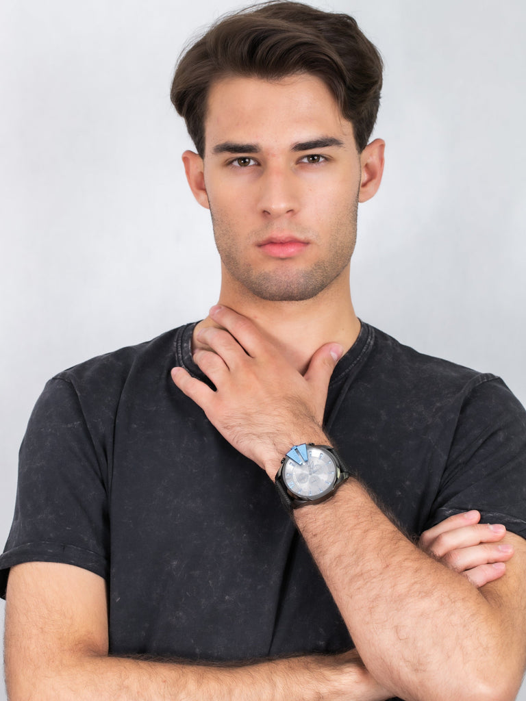 Diesel Mega Chief Chronograph Black Dial Black Nylon Strap Watch For Men - DZ4500 Buy Now By Diesel