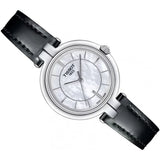 Tissot T Lady Flamingo Mother of Pearl White Dial Black Leather Strap Watch for Women - T094.210.16.111.00 Buy Now By Tissot