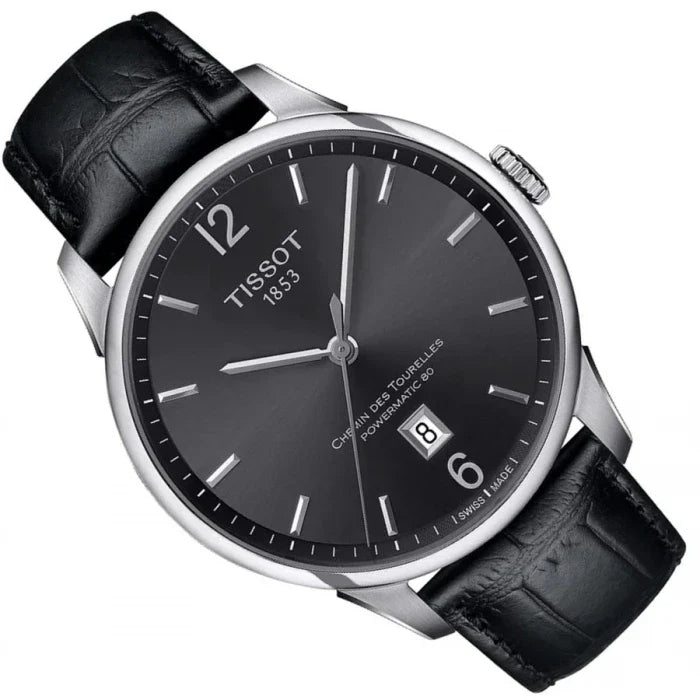 Tissot Chemin Des Tourelles Powermatic 80 Black Dial Black Leather Strap Watch For Men - T099.407.16.447.00 Buy Now By Tissot