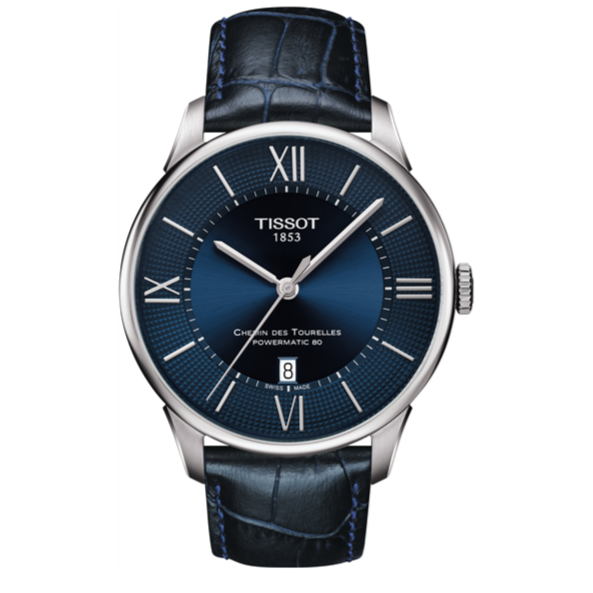 Tissot Chemin Des Tourelles Powermatic 80 Blue Dial Blue Leather Strap Watch for Men - T099.407.16.048.00 Buy Now By Tissot