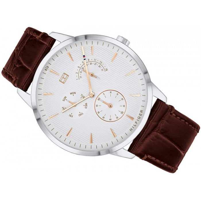 Tommy Hilfiger Brad Chronograph White Dial Brown Leather Strap Watch For Men - 1710389 Buy Now By Tommy Hilfiger
