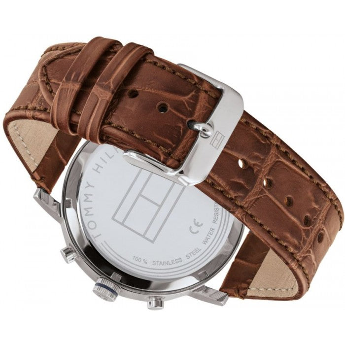 Tommy Hilfiger Evan Chronograph Blue Dial Brown Leather Strap Watch for Men - 1710393 Buy Now By Tommy Hilfiger