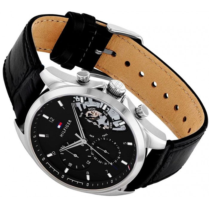 Tommy Hilfiger Baker Chronograph Black Dial Black Leather Strap Watch For Men - 1710449 Buy Now By Tommy Hilfiger
