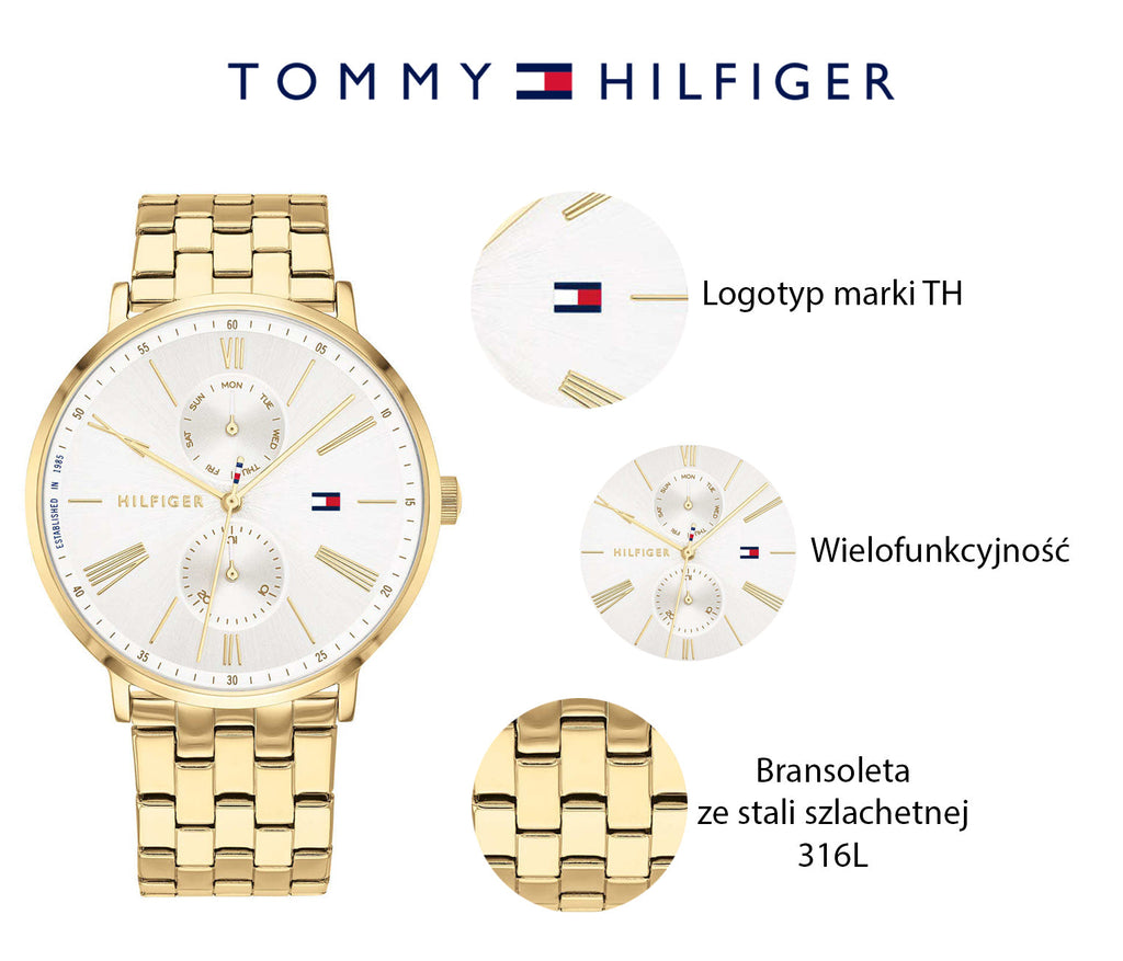 Tommy Hilfiger Jenna Quartz White Dial Gold Steel Strap Watch for Women - 1782069 Buy Now By Tommy Hilfiger