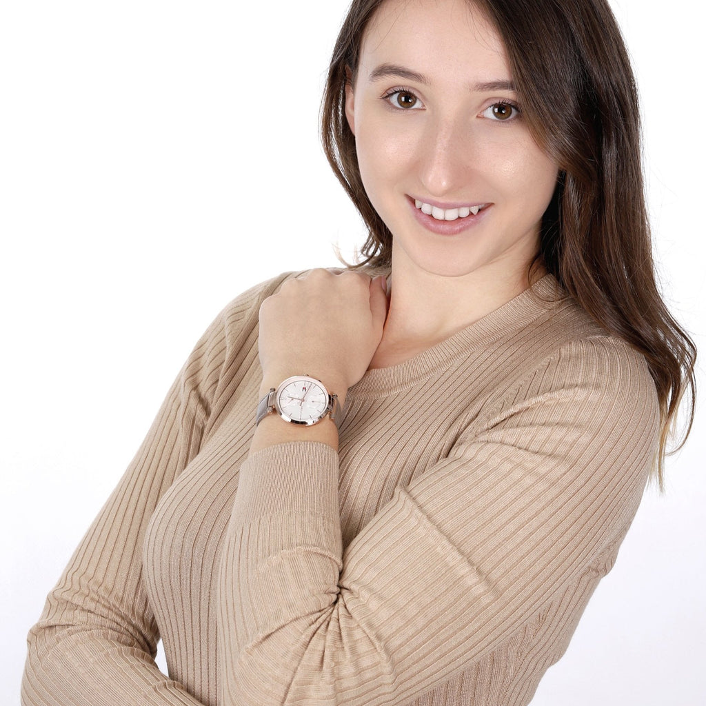 Tommy Hilfiger Angela Quartz Silver Dial Brown Leather Strap Watch for Women - 1782125 Buy Now By Tommy Hilfiger