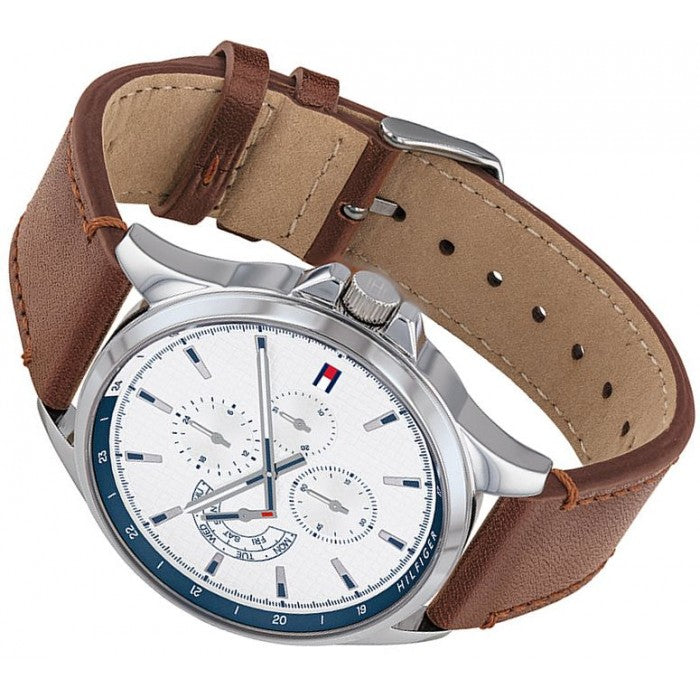 Tommy Hilfiger Multi Function Quartz White Dial Brown Leather Strap Watch for Men - 1791614 Buy Now By Tommy Hilfiger