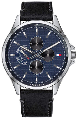 Tommy Hilfiger Shawn Multifunction Quartz Blue Dial Black Leather Strap Watch for Men - 1791616 Buy Now By Tommy Hilfiger