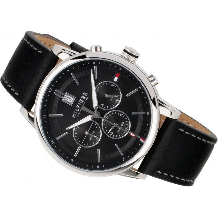 Tommy Hilfiger Kyle Quartz Black Dial Black Leather Strap Watch for Men - 1791630 Buy Now By Tommy Hilfiger