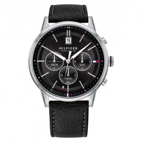 Tommy Hilfiger Kyle Quartz Black Dial Black Leather Strap Watch for Men - 1791630 Buy Now By Tommy Hilfiger
