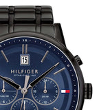 Tommy Hilfiger Kyle Quartz Blue Dial Black Steel Strap Watch for Men - 1791633 Buy Now By Tommy Hilfiger