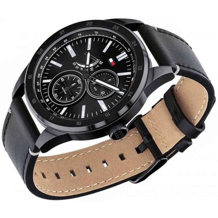 Tommy Hilfiger Austin Black Dial Black Leather Strap Watch for Men - 1791638 Buy Now By Tommy Hilfiger