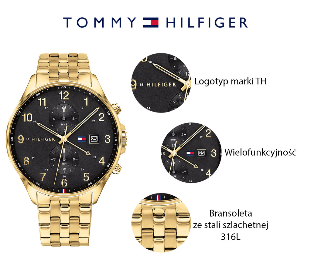 Tommy Hilfiger West Chronograph Quartz Black Dial Gold Steel Strap Watch For Men - 1791708 Buy Now By Tommy Hilfiger