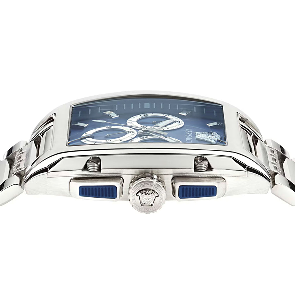 Versace Dominus Chronograph Blue Dial Silver Steel Strap Watch For Men - VE6H00423 Buy Now By Versace