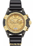 Versace Icon Active Chrono Gold Dial Black Silicone Strap Unisex Watch - VEZ701623