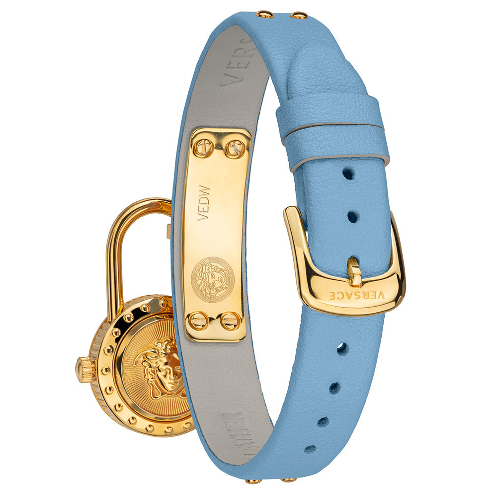 Versace Medusa Lock Icon Quartz White Dial Blue Leather Strap Watch for Women - VEDW00419 Buy Now By Versace
