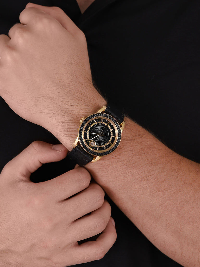 Versace Code Quartz Black Dial Black Leather Strap Watch For Men - VEPO00320 Buy Now By Versace