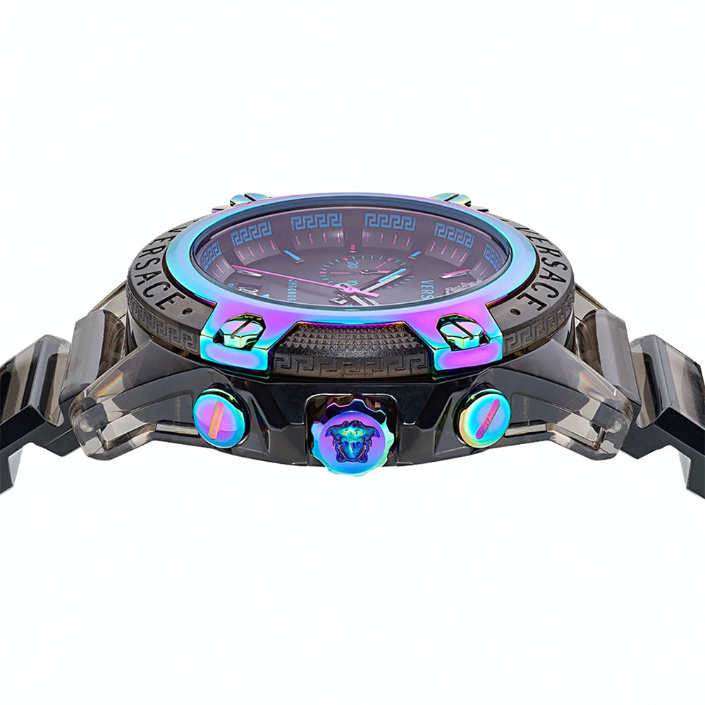 Versace Icon Active Chronograph Quartz Black Dial Black Steel Strap Watch For Men - VEZ701022 Buy Now By Versace