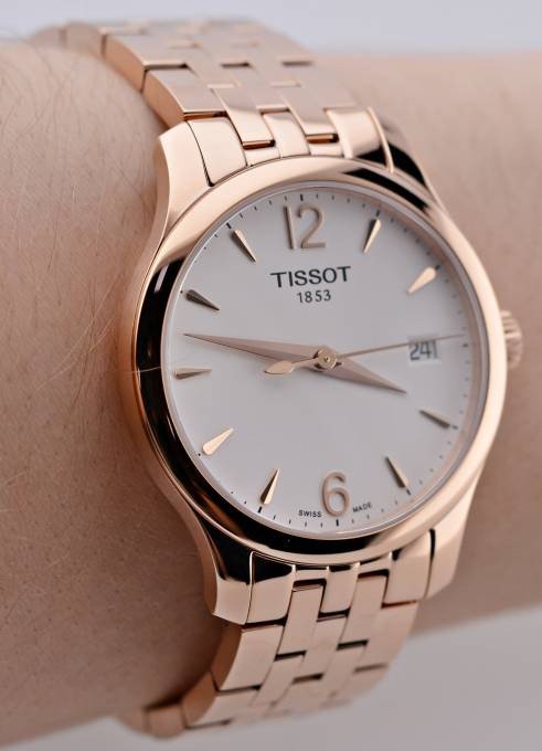 Tissot T Classic Tradition Lady White Dial Rose Gold Steel Strap Watch for Women - T063.210.33.037.00 Buy Now By Tissot