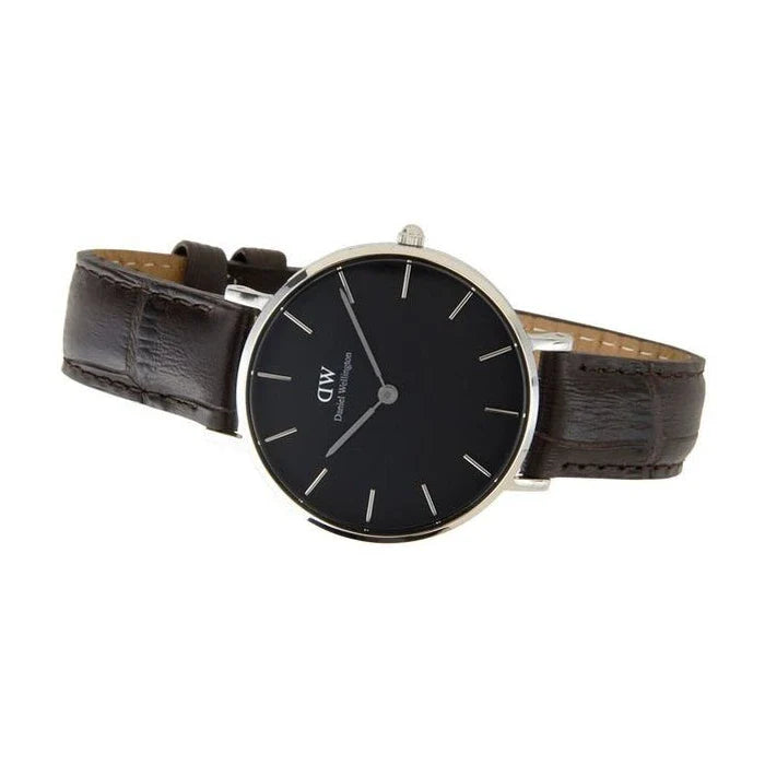 Daniel Wellington Classic Petite York Black Dial Brown Leather Strap Watch For Women - DW00100182 Buy Now By Daniel Wellington