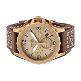 Fossil Nate Chronograph Gold Dial Brown Leather Strap Watch for Men - JR1495 Buy Now By Fossil