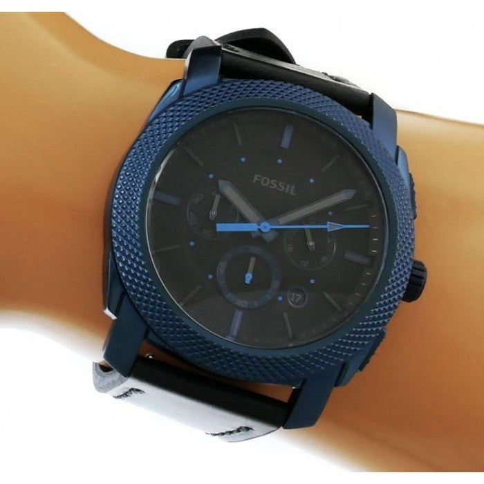 Fossil Machine Chronograph Black Dial Black Leather Strap Watch for Men - FS5361 Buy Now By Fossil