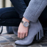 Fossil Perfect Boyfriend Mother of Pearl Blue Dial Silver Steel Strap Watch for Women - ES3880 Buy Now By Fossil