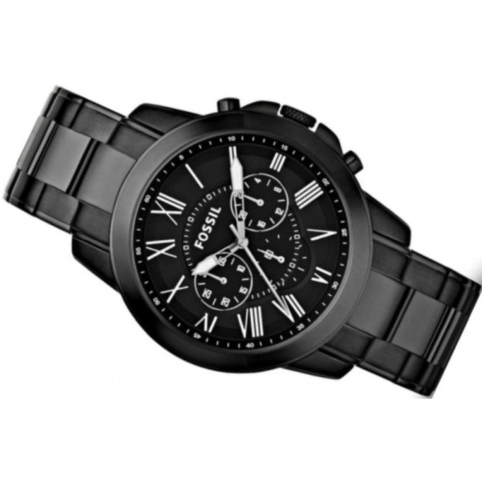Fossil Grant Chronograph Black Dial Black Steel Strap Watch for Men - FS4832 Buy Now By Fossil