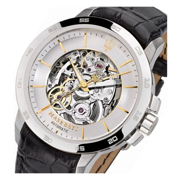 Maserati Ingegno Automatic Black Skeleton Dial Black Leather Strap Watch For Men - R8821119002 Buy Now By Maserati